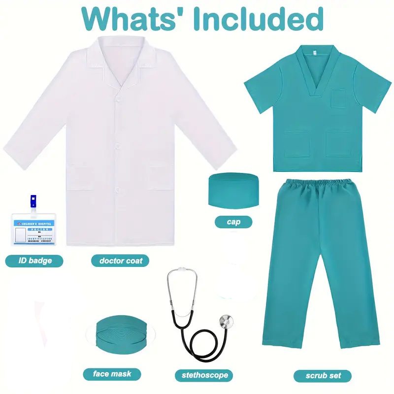7PCS Kids Doctor Nurse Cosplay - Lab Coat Medical 评论和价格