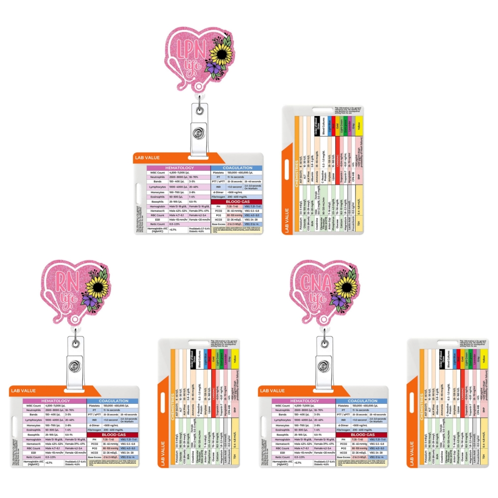 Glitter Acrylic Nurse Badge Re - Medical Lab Values 评论和价格